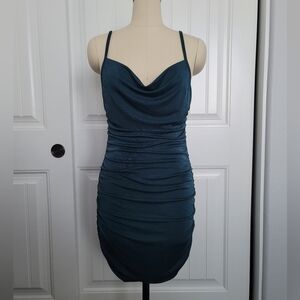 Emerald rouched party dress